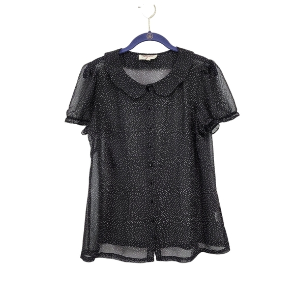 Tatyana Women's Chloe Swiss Dots Button Front Blouse - L - Picture 1 of 6